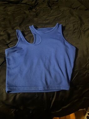 SHEIN Royal Blue Ribbed Asymmetric Tank Crop
